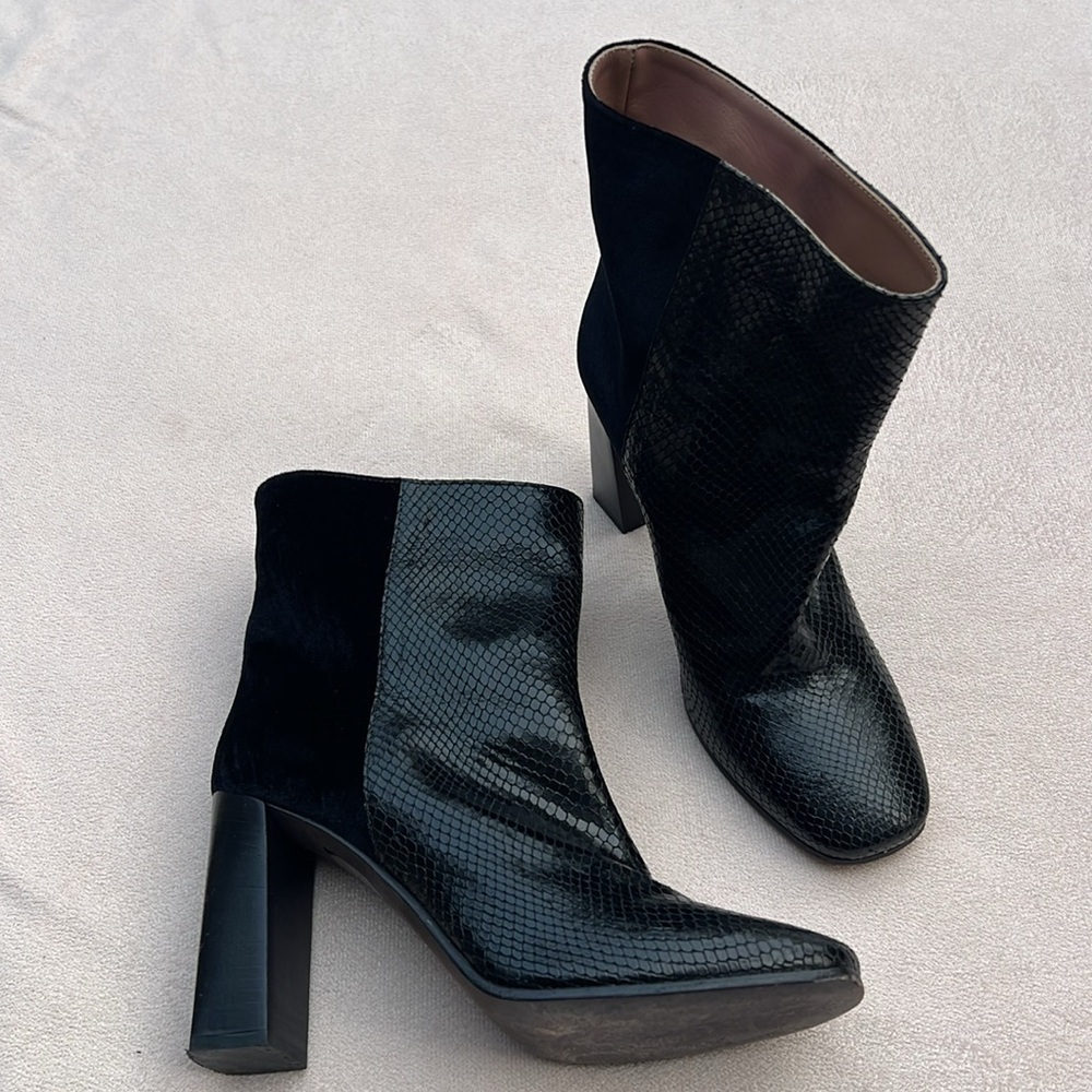 Day Birger et Mikkelsen Italy Leather Square Toe Block Heel Boots EU 40 US 9–9.5 - Picture 3 of 12